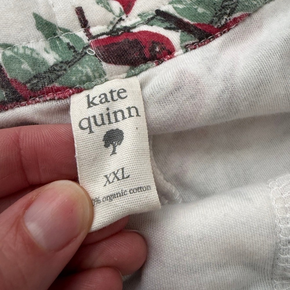 Kate Quinn Pajama Set Womens XXL White Red Christmas Cardinal BIrds Henley - Picture 6 of 12